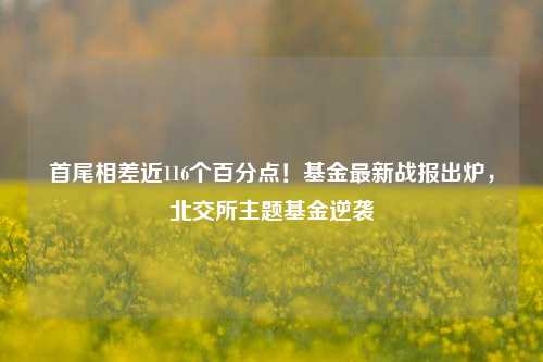 首尾相差近116个百分点！基金最新战报出炉，北交所主题基金逆袭