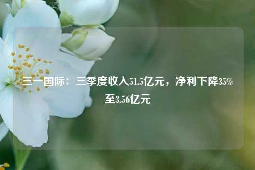 三一国际：三季度收入51.5亿元，净利下降35%至3.56亿元