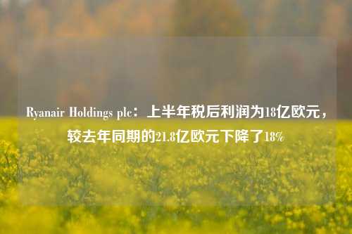 Ryanair Holdings plc：上半年税后利润为18亿欧元，较去年同期的21.8亿欧元下降了18%