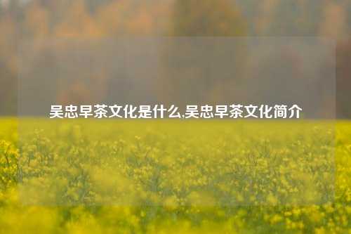 吴忠早茶文化是什么,吴忠早茶文化简介