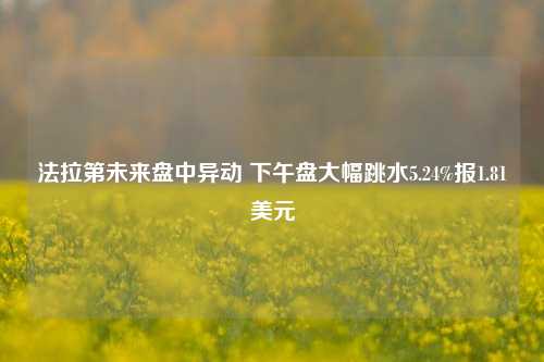 法拉第未来盘中异动 下午盘大幅跳水5.24%报1.81美元