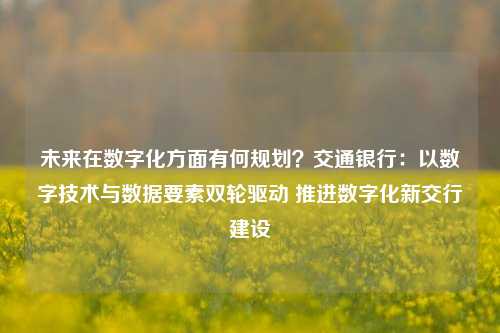 未来在数字化方面有何规划？交通银行：以数字技术与数据要素双轮驱动 推进数字化新交行建设