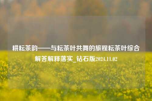 耕耘茶韵——与耘茶叶共舞的旅程耘茶叶综合解答解释落实_钻石版2024.11.02