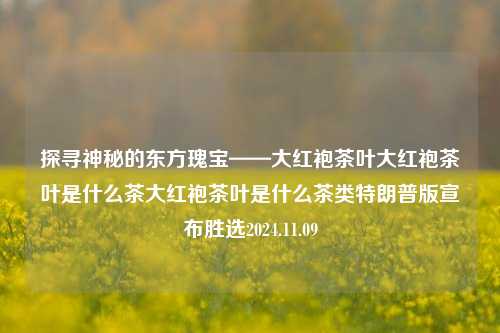 探寻神秘的东方瑰宝——大红袍茶叶大红袍茶叶是什么茶大红袍茶叶是什么茶类特朗普版宣布胜选2024.11.09