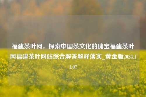 福建茶叶网，探索中国茶文化的瑰宝福建茶叶网福建茶叶网站综合解答解释落实_黄金版2024.11.07