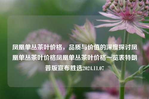 凤凰单丛茶叶价格，品质与价值的深度探讨凤凰单丛茶叶价格凤凰单丛茶叶价格一览表特朗普版宣布胜选2024.11.07