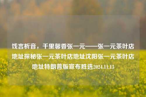 饯言析音，千里馨香张一元——张一元茶叶店地址探秘张一元茶叶店地址沈阳张一元茶叶店地址特朗普版宣布胜选2024.11.13