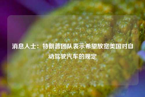 消息人士：特朗普团队表示希望放宽美国对自动驾驶汽车的规定