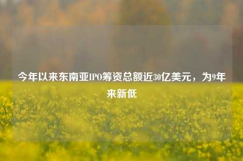 今年以来东南亚IPO筹资总额近30亿美元，为9年来新低