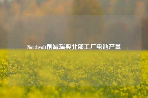 Northvolt削减瑞典北部工厂电池产量