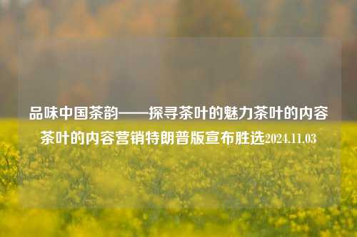 品味中国茶韵——探寻茶叶的魅力茶叶的内容茶叶的内容营销特朗普版宣布胜选2024.11.03