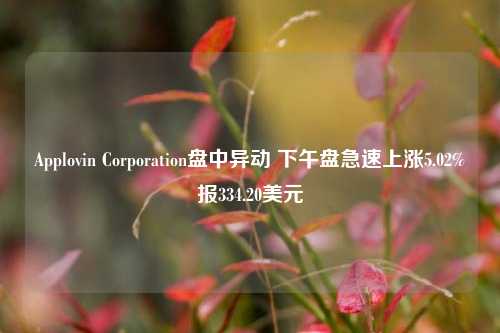 Applovin Corporation盘中异动 下午盘急速上涨5.02%报334.20美元